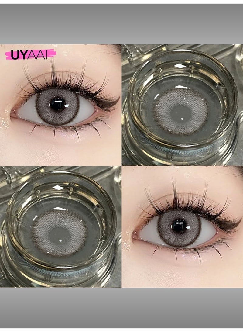 يواي عدسات لاصقة ملونة رمادية طبيعية ماركة UYAAI قابلة للاستخدام لمدة سنة، عدسات تجميلية مناسبة للجنسين، عدسات فاشن طبيعية، نسبة الماء 42% - Image 4