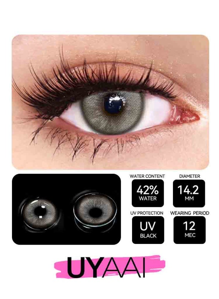 UYAAI Grey Lenses Yearly Colored Contact Lenses, Unisex Cosmetic Contact Lenses, Natural Fashion Lenses, 42% Water - view 3