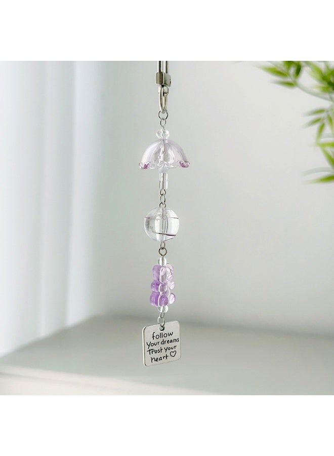 NIBEMINENT Phone Charm/ Chain Strap for Women Girls,Little Bear Wind Chime Cell Phone Case Lanyard Wrist Strap - Image 1