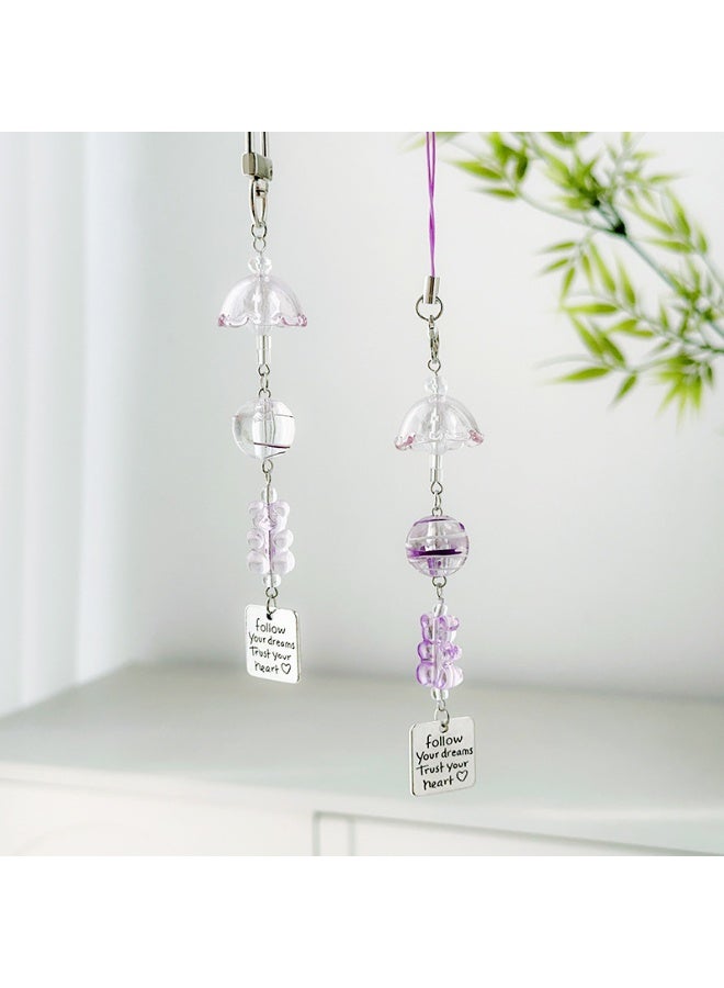 NIBEMINENT Phone Charm/ Chain Strap for Women Girls,Little Bear Wind Chime Cell Phone Case Lanyard Wrist Strap - Image 2