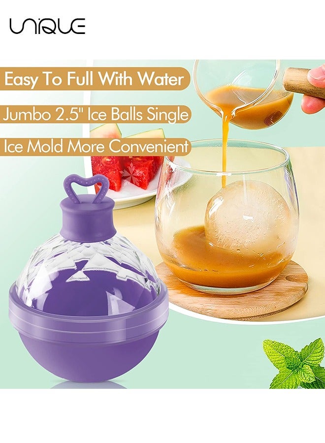 Unique 4 Pcs Candy Color Ice Ball Maker Mold - Round Silicone Ice Cube Mold - 2.5 Inch Ice Ball Mold - Image 3