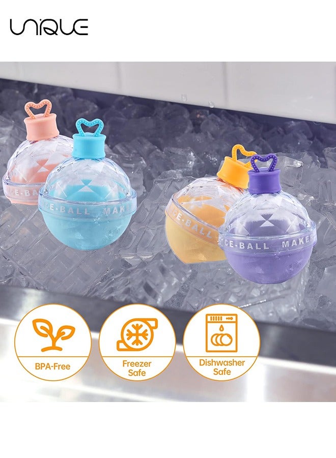 Unique 4 Pcs Candy Color Ice Ball Maker Mold - Round Silicone Ice Cube Mold - 2.5 Inch Ice Ball Mold - Image 4