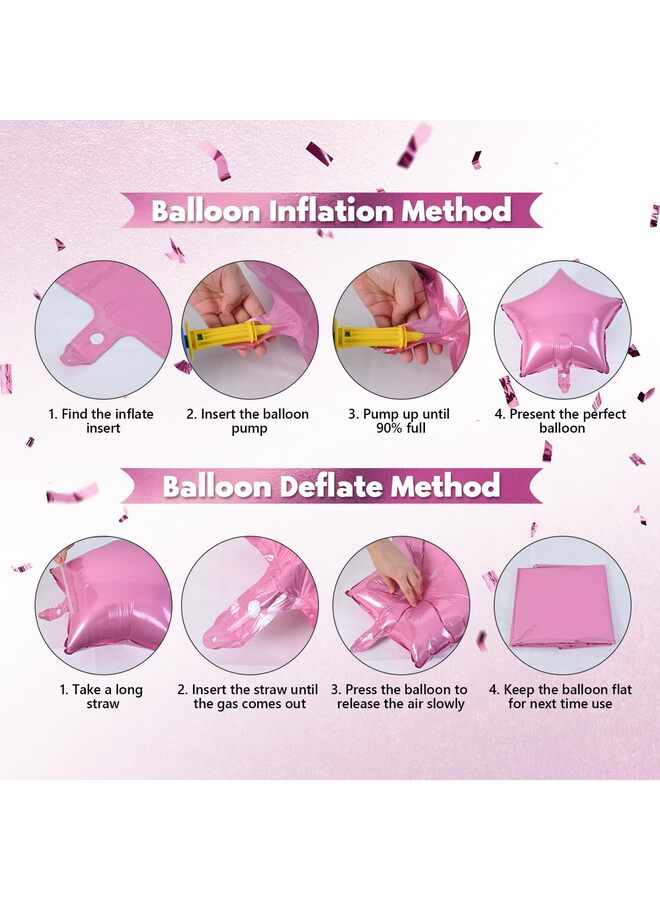 40 Inch Light Pink Foil Number Balloon, with Pastel Pink Heart & Star Balloons for Helium, Giant Two Balloon for Girls Birthday, Valentines Day, Baby Shower Party Decorations - Image 2