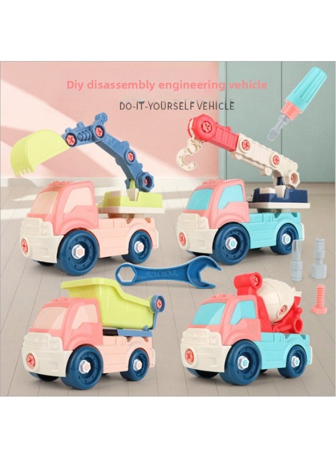 Children's Diy Assembling Engineering Vehicle Model Toy Nut Disassembly And Assembly Combination Toy Boy Toy Excavator Gift-Color:Disassembly And Assembly Crane - Image 2