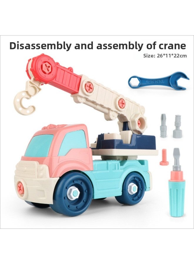 Children's Diy Assembling Engineering Vehicle Model Toy Nut Disassembly And Assembly Combination Toy Boy Toy Excavator Gift-Color:Disassembly And Assembly Crane - Image 1