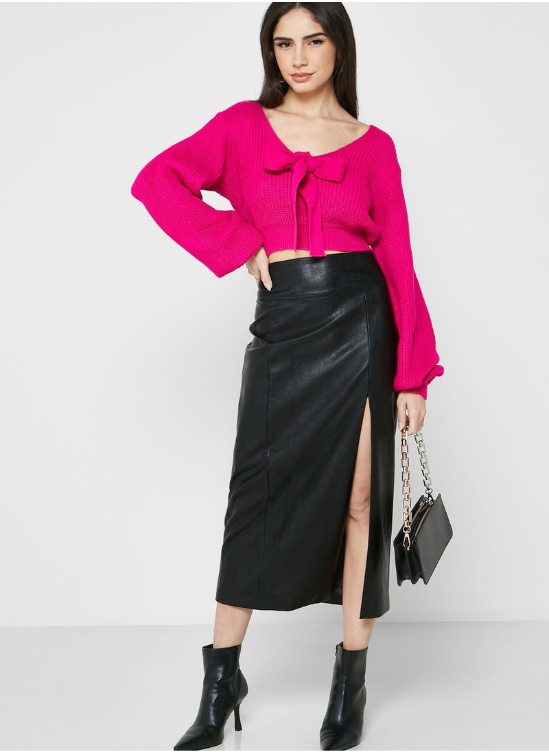Ginger - Bow Tie Cropped Sweater - Image 1