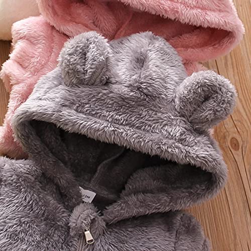 First Kick Unisex Baby Flannel Jumpsuit Classical Style Panda Snowsuit Hooded Romper dangri Outwear (Grey, 9-12 Months) - Image 3