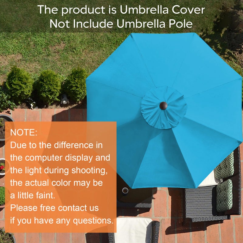 EliteShade USA 9FT Patio Umbrella Replacement Covers 8 Ribs Market Umbrella Canopy Cover (CANOPY ONLY) (Sky Blue) - Image 2