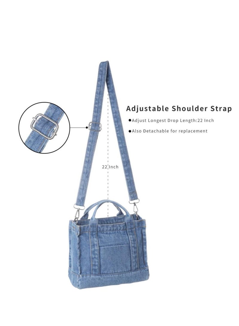 Excefore Denim Shoulder Bag, Canvas Tote Bag,Retro Crossbody Bag, Fashion Purses and Handbags, Suitable for Women Girls Gift - Image 5