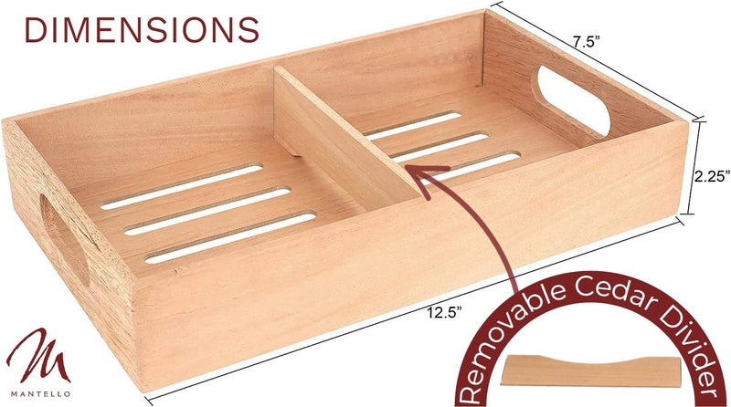 Mantello Cigars Spanish Cedar Cigar Tray - Adjustable Divider, Fits Large Humidors, for Humidor or Walk-in Closet 12.5" x 7.5"x 2.25" - Image 3