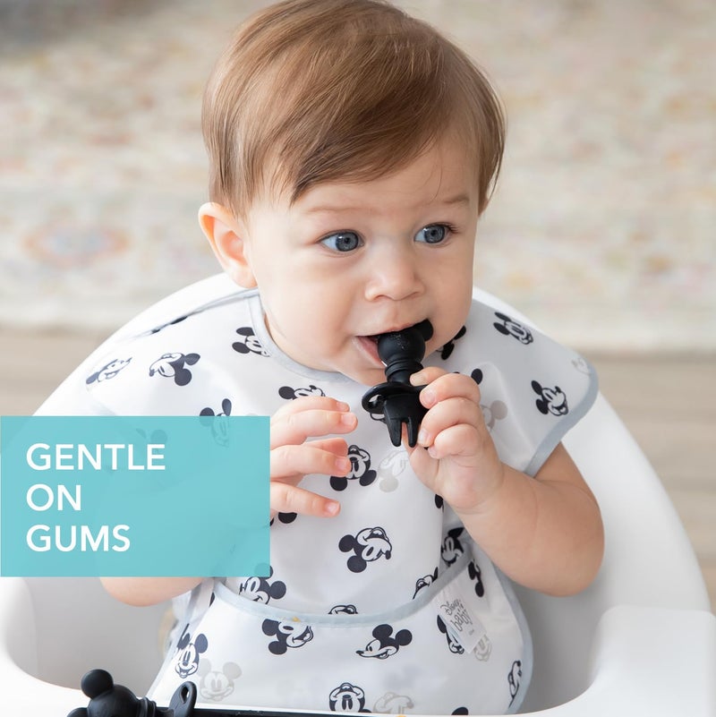 Bumkins Disney Baby Utensils Set, Chewtensils Silicone Spoons for Dipping, Self-Feeding, Baby Led Weaning, Trainer Learning First Stage Stage Eating, Fork and Spoon, Babies 6 Months, Mickey Mouse - Image 4