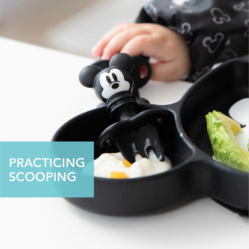 Bumkins Disney Baby Utensils Set, Chewtensils Silicone Spoons for Dipping, Self-Feeding, Baby Led Weaning, Trainer Learning First Stage Stage Eating, Fork and Spoon, Babies 6 Months, Mickey Mouse - Image 3
