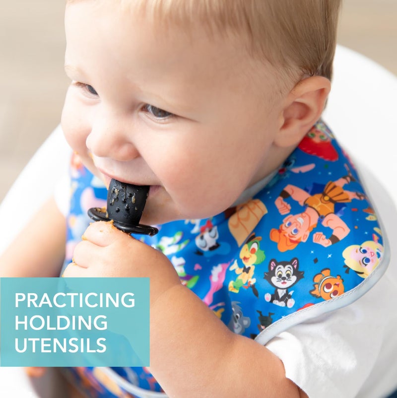 Bumkins Disney Baby Utensils Set, Chewtensils Silicone Spoons for Dipping, Self-Feeding, Baby Led Weaning, Trainer Learning First Stage Stage Eating, Fork and Spoon, Babies 6 Months, Mickey Mouse - Image 2