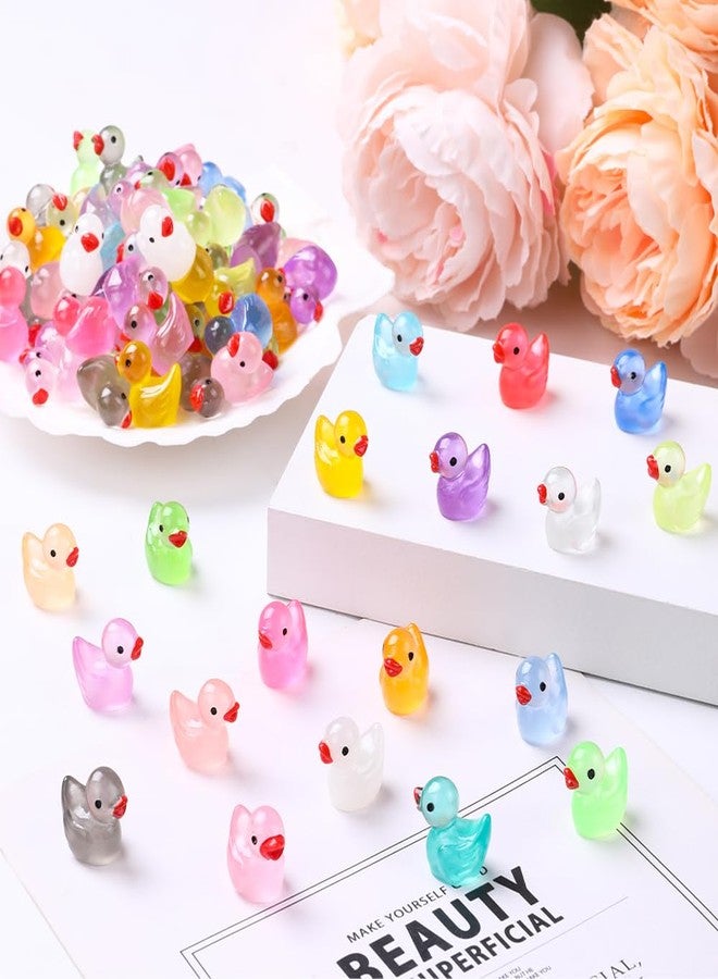 DULEFUN 200pcs Luminous Mini Resin Ducks 20 Colors Small Tiny Little Duck Figurines to Hide Glow in The Dark Miniature Figures for Dollhouse Micro Garden Landscape Decoration Craft Party Favors Toys - Image 4