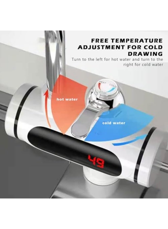Azonee Electric Hot Water Tap, 220V Electric Instant Heater Tap, 3sec Instant Tankless Electric Hot Water Faucet, Fast Hot Water Tap with LED Digital Display for Kitchen Bathroom Facilities - Image 3