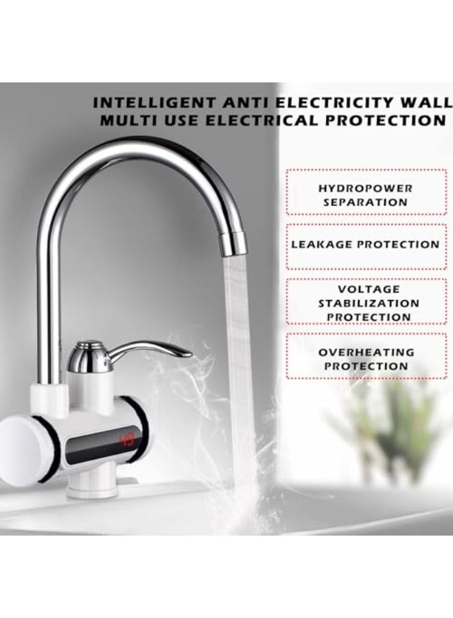 Azonee Electric Hot Water Tap, 220V Electric Instant Heater Tap, 3sec Instant Tankless Electric Hot Water Faucet, Fast Hot Water Tap with LED Digital Display for Kitchen Bathroom Facilities - Image 2