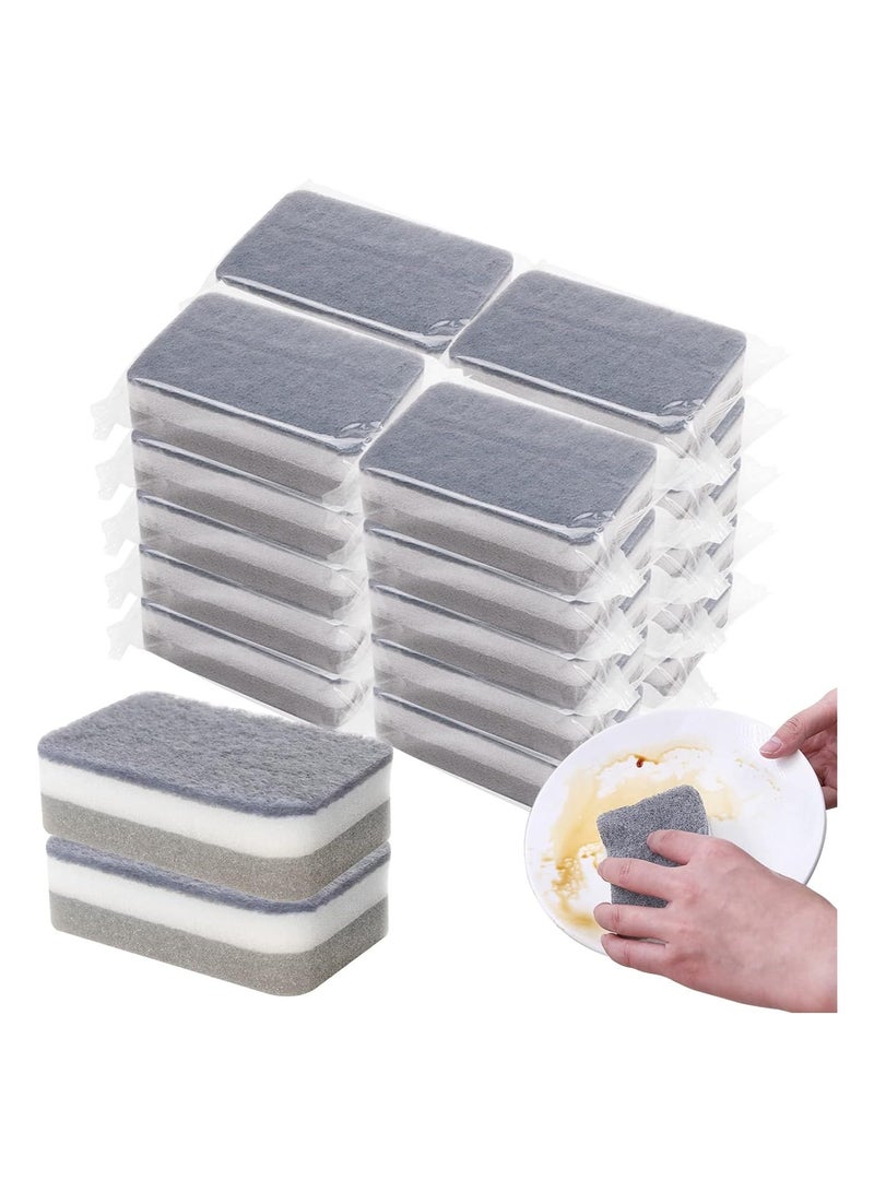 Kitchen Cleaning Sponges, 40 Pack Cleaning Sponges for Dishes Non-Scratch Scrub Sponges, Dual Sided Reusable Odor-Free Dish Sponge  for Household Cleaning Travel Apartments, Grey - Image 1