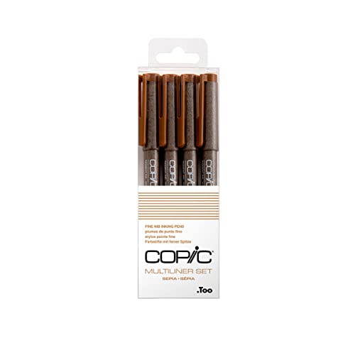 Copic Markers Multiliner Sepia Pigment Based Ink, 4-Piece Set - Image 1