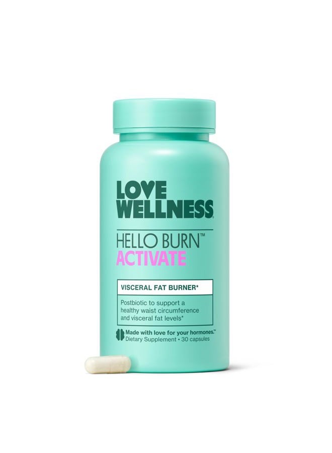 Love Wellness Hello Burn Activate | Support Visceral Fat Burn with HT BPL1 Postbiotic | Supports Healthy Waist Circumference, Longevity and Metabolic Wellness | 30 Count - Image 1