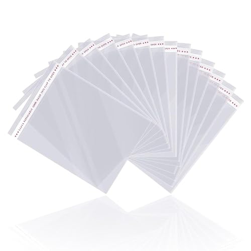 LonlyEagle 200 Pcs 5-1/2'' x 7-1/2'' Self Sealing Cellophane Bags，Clear Cellophane Cello Bags，Fit 5 X 7 Inch Cards Photos，A6 A7 Envelopes Candy，Self Adhesive for Packaging Gifts,Cookies - Image 1