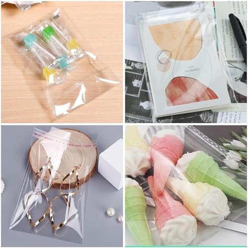 LonlyEagle 200 Pcs 5-1/2'' x 7-1/2'' Self Sealing Cellophane Bags，Clear Cellophane Cello Bags，Fit 5 X 7 Inch Cards Photos，A6 A7 Envelopes Candy，Self Adhesive for Packaging Gifts,Cookies - Image 3