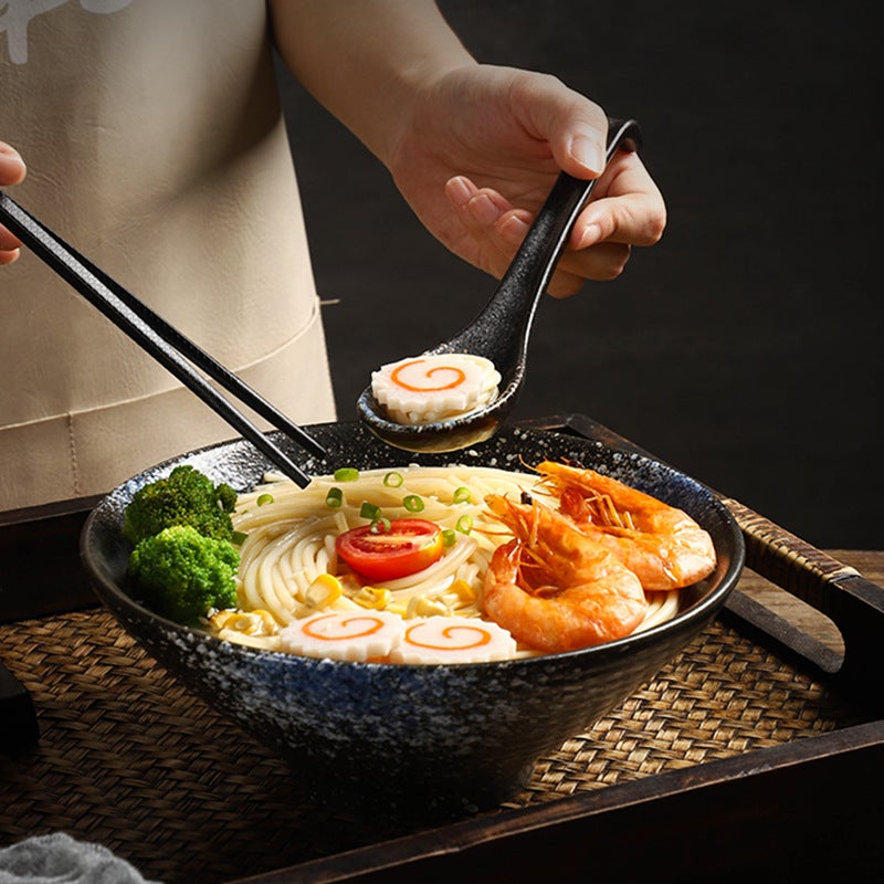 Japanese-Style Roodle Bowl Creative Ceramic Bucket Bowl Household Retro Soup Bowl Restaurant Tableware Horn Bowl Commercial - Image 5