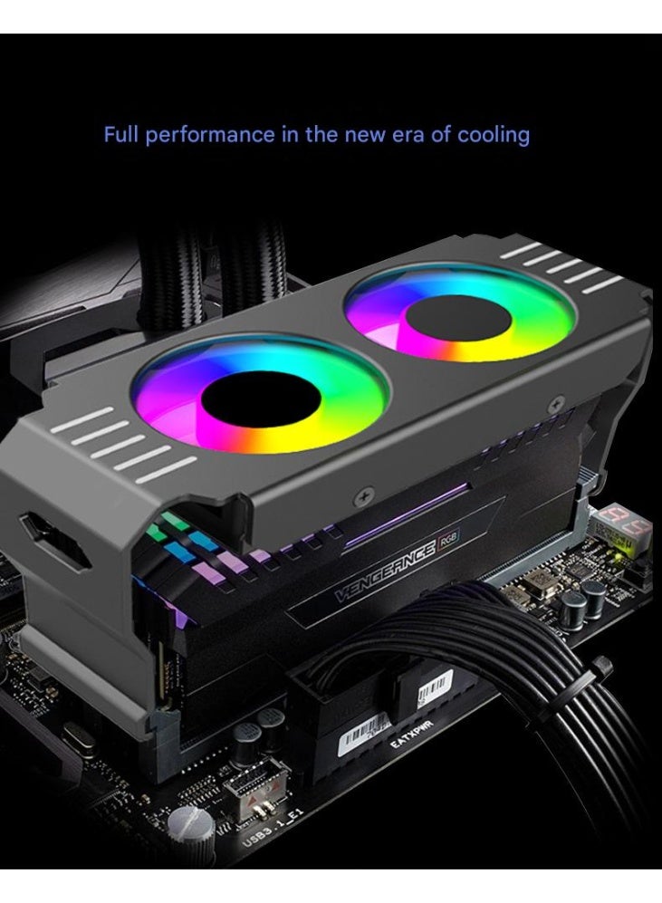 LUCKIER D50 RAM Cooler with Dual 50mm PWM Fans (1000-3500 RPM, 13.5 CFM), Hydraulic Bearing, 5V 3-Pin ARGB Sync for DDR4/DDR5 Memory - Black - Image 4