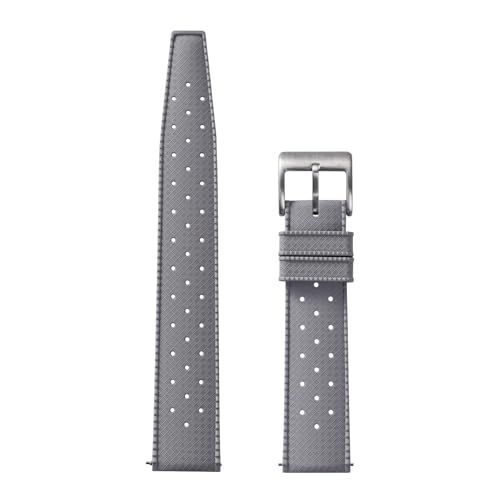 TACTICAL FROG FKM Rubber Watch Strap Fast-Release Tropical Fluororubber 20 mm 22 mm Rubber Watch Band, Soft Breathable Universal Replacement for Men Women Stainless Steel Buckle (Grey, 20mm) - Image 1