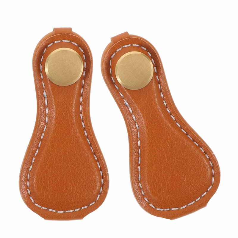 2pcs Pu Leather Drawer Pulls - Vintage Single Hole Cabinet Handle - Retro Handmade Furniture Handles For Dressers Closets Wardrobes Bathroom - Image 5