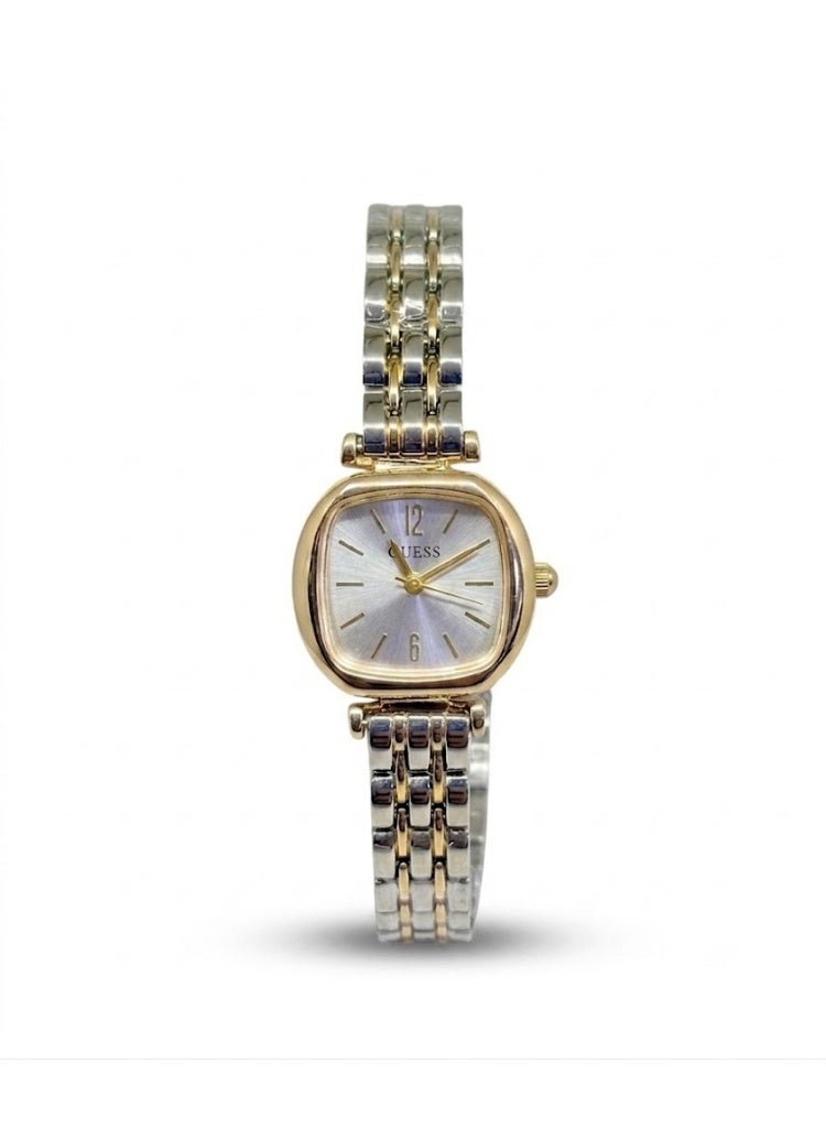 Guess Women's Two-Tone Dress Watch, Gold-Tone Cushion Case, Stainless Steel Bracelet
