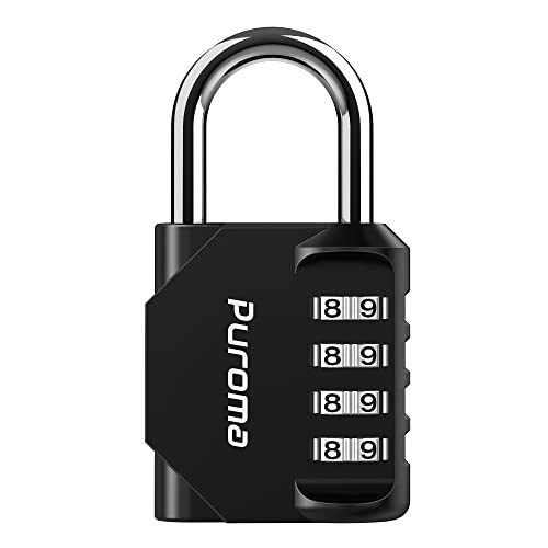 Puroma 1 Pack Combination Lock for Locker 4 Digit Outdoor Waterproof Padlock for School, Gym, Sports, Fence, Toolbox, Gate, Case, Outdoor, Hasp Storage, Cabinets (Black) - Image 1