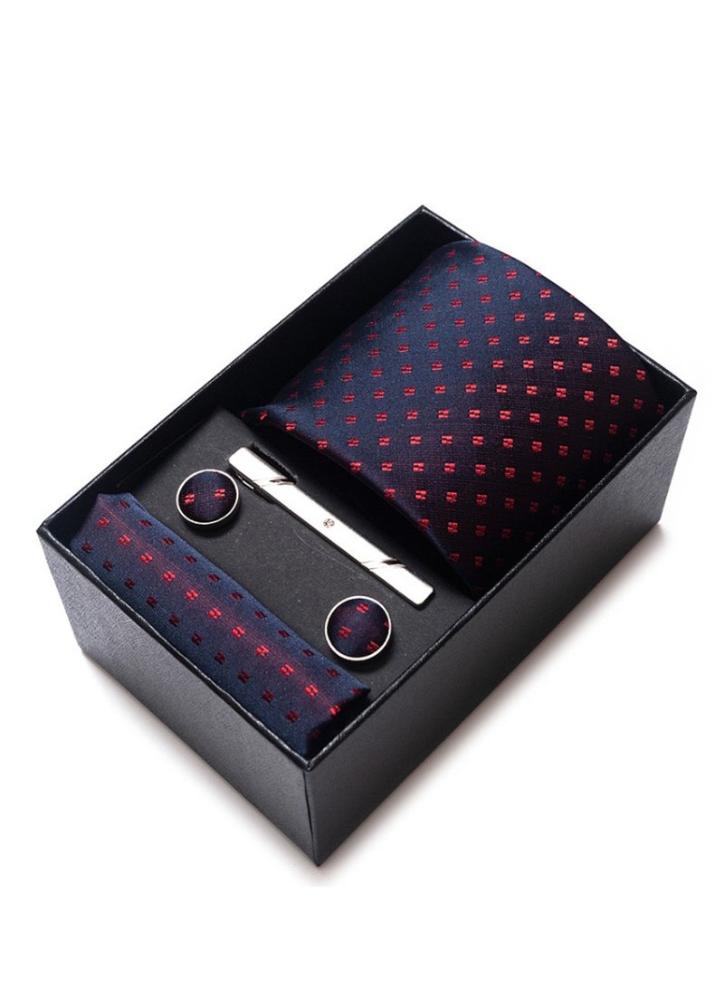 LYNLYN Tie Pocket Square Cufflinks Set Wedding Plain Ties Extra Long Necktie for Men Silk Pinstriped Pocket Square Cufflink Wedding Business Formal - Image 3