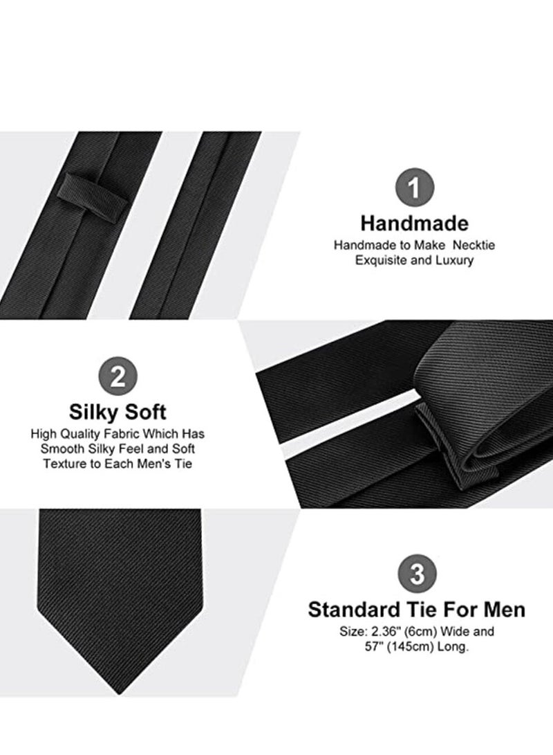 LYNLYN Tie Pocket Square Cufflinks Set Wedding Plain Ties Extra Long Necktie for Men Silk Pinstriped Pocket Square Cufflink Wedding Business Formal - Image 5