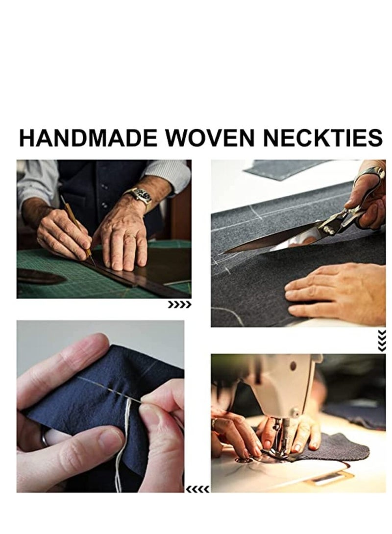 LYNLYN Tie Pocket Square Cufflinks Set Wedding Plain Ties Extra Long Necktie for Men Silk Pinstriped Pocket Square Cufflink Wedding Business Formal - Image 4