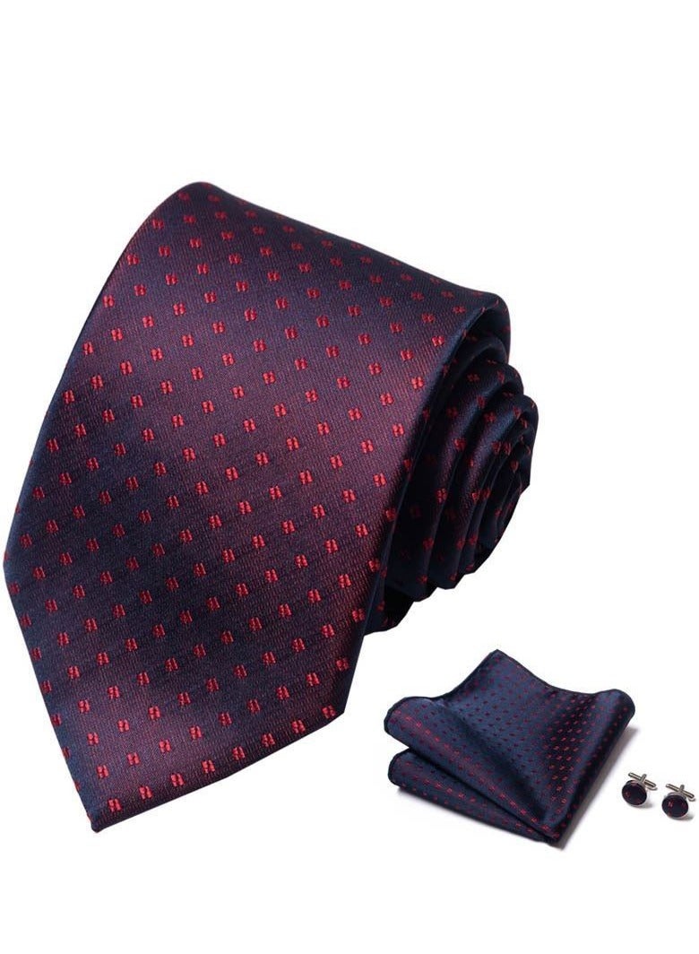 LYNLYN Tie Pocket Square Cufflinks Set Wedding Plain Ties Extra Long Necktie for Men Silk Pinstriped Pocket Square Cufflink Wedding Business Formal - Image 1