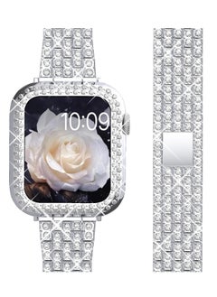 KASTWAVE Band Compatible for Apple Watch 38mm Series 3/2/1, Diamond Rhinestone Case, Women Bling Band Stainless Steel Metal Bracelet, Clasp Replacement Bands for iWatch, Silver, 38mm  - Image 1