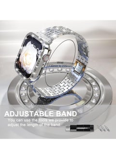 KASTWAVE Band Compatible for Apple Watch 38mm Series 3/2/1, Diamond Rhinestone Case, Women Bling Band Stainless Steel Metal Bracelet, Clasp Replacement Bands for iWatch, Silver, 38mm  - Image 2