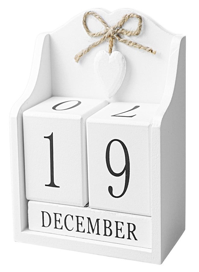LCJAOF Rustic Wooden Desk Calendar - Adjustable Cube Design, 5.7x5.9in - Elegant Home and Office Decor, Perfect for Planners&Photography Props (White) - Image 1