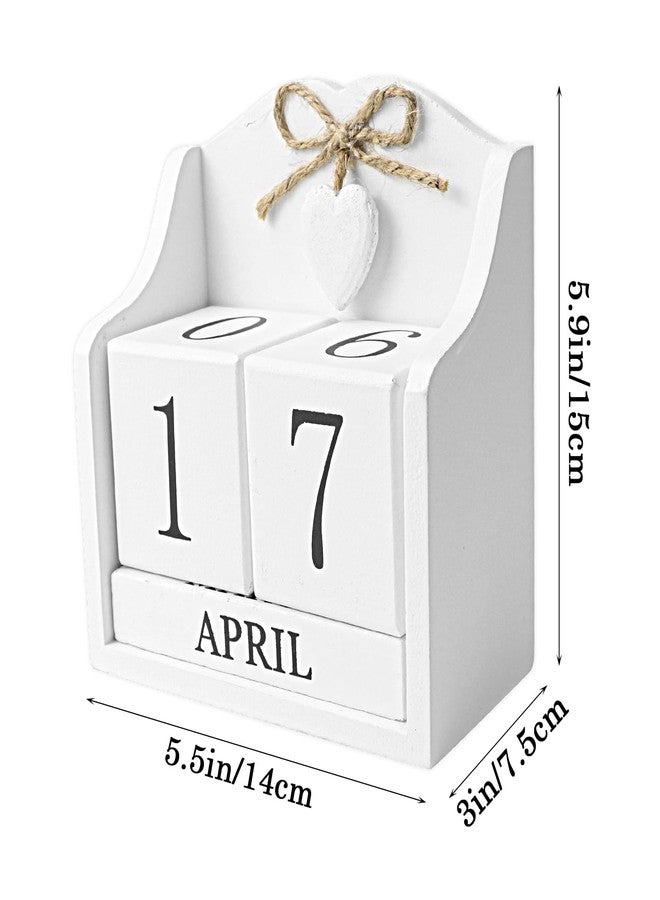 LCJAOF Rustic Wooden Desk Calendar - Adjustable Cube Design, 5.7x5.9in - Elegant Home and Office Decor, Perfect for Planners&Photography Props (White) - Image 2