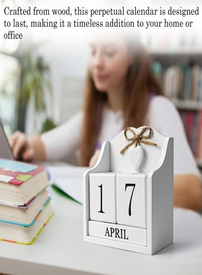 LCJAOF Rustic Wooden Desk Calendar - Adjustable Cube Design, 5.7x5.9in - Elegant Home and Office Decor, Perfect for Planners&Photography Props (White) - Image 4