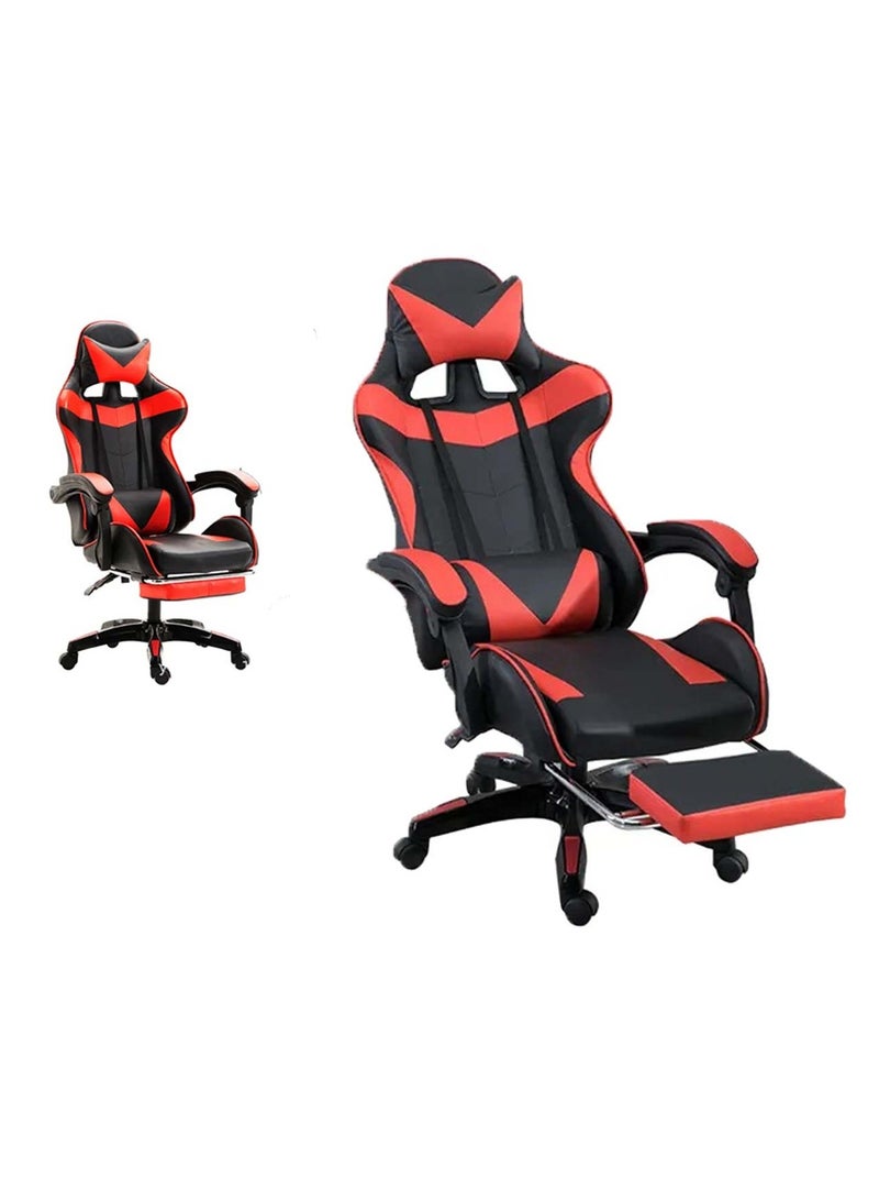 Generic Ergonomic Gaming Chair with Headrest, Armrest, and Footrest Heavy Duty Office Throne, Red  - Image 1