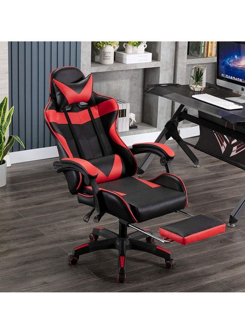 Generic Ergonomic Gaming Chair with Headrest, Armrest, and Footrest Heavy Duty Office Throne, Red  - Image 3