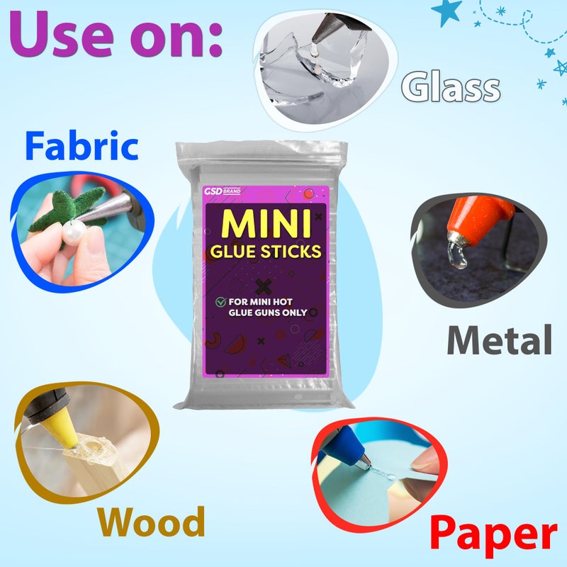 GSD Brand Mini Hot Glue Sticks for Glue Gun - 4 Inch x 0.27 Inch - Small Clear Sticks Bulk - Ideal for Craft Projects - Bonds to Wood, Glass, Metal, Paper and More - 200 Pack - Image 4