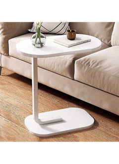 Arabest Shaped Side Table Coffee Table End Table Under Sofa Living Room Table Snack Laptop Holder Stable Metal Frame for Bedroom Office Sofa Bed Side Table Easy to assemble (WHITE)  - Image 1