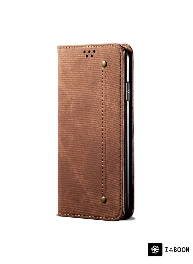 Zaboon Protective Case For Google Pixel 8 Denim Texture Casual Style Horizontal Flip Leather Case - Image 2