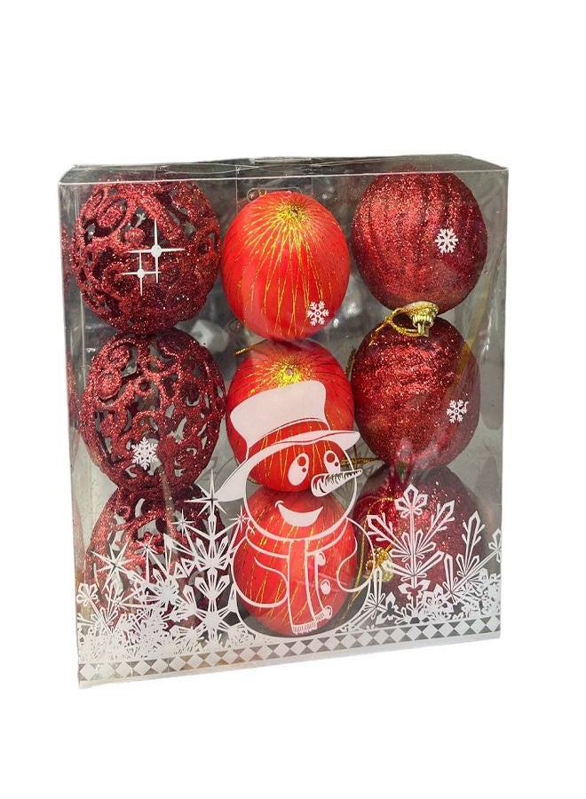 Gerenic Christmas Tree Decoration- 6 CM Glitter Ball - Pack of 9 - Image 1