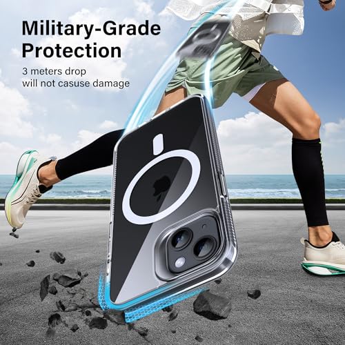 Supdeal Magnetic Clear Case for iPhone 13/14, [Compatible with MagSafe] [Non Slip Bumper & Not Yellowing] Military Grade Shockproof Transparent Silicone Phone Cover, 6.1", Transparent - Image 5