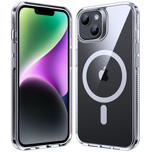 Supdeal Magnetic Clear Case for iPhone 13/14, [Compatible with MagSafe] [Non Slip Bumper & Not Yellowing] Military Grade Shockproof Transparent Silicone Phone Cover, 6.1", Transparent - Image 1