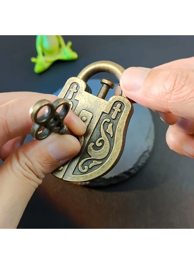 2pcs Vintage Alloy Puzzle Locks With Keys Antique Padlock Brain Teaser Magic Trick Metal - Image 3