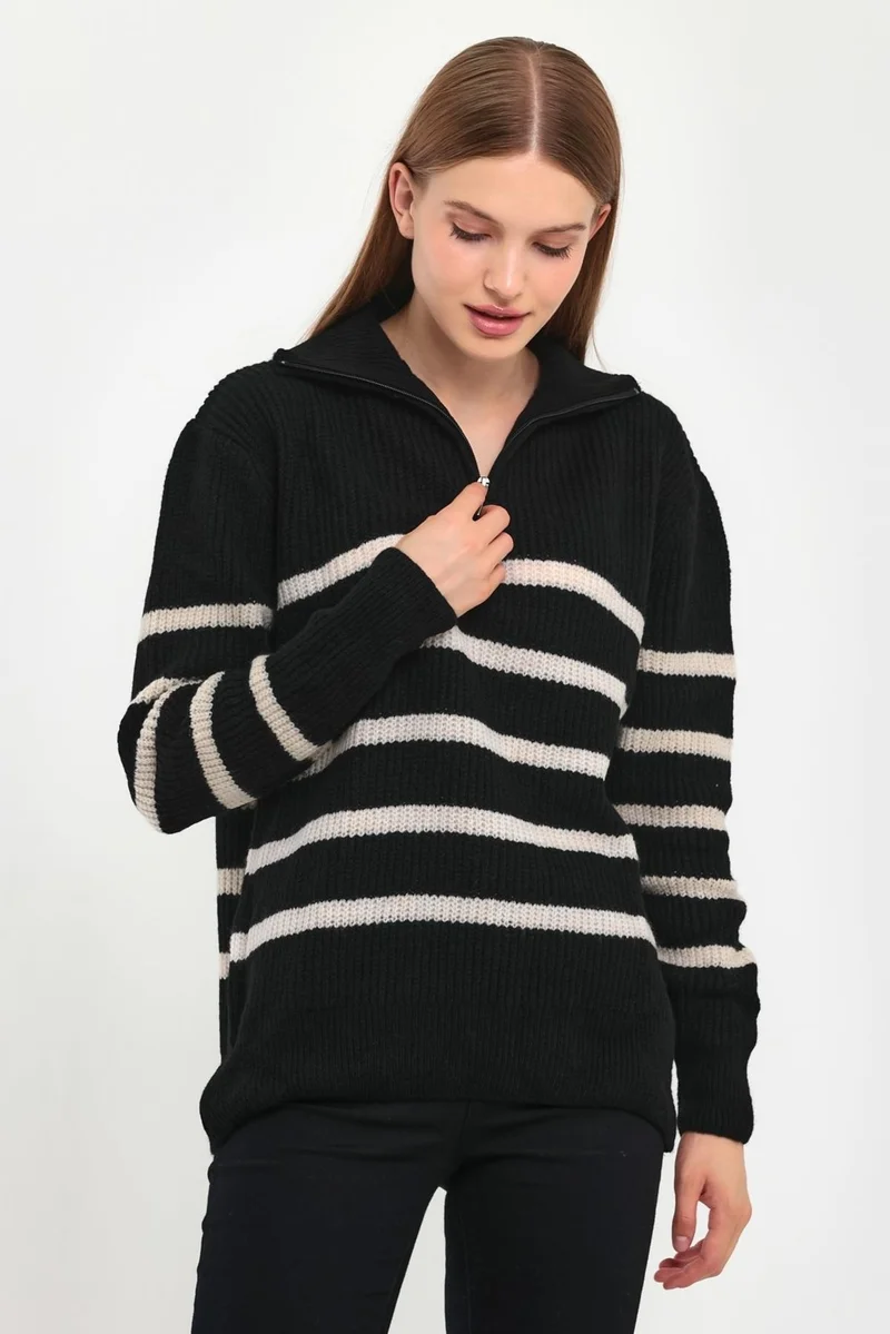 الكسندر جاردي Zippered Turtleneck Knit Sweater (B23-5802)